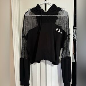 Black cropped fishnet with hood. Size Large